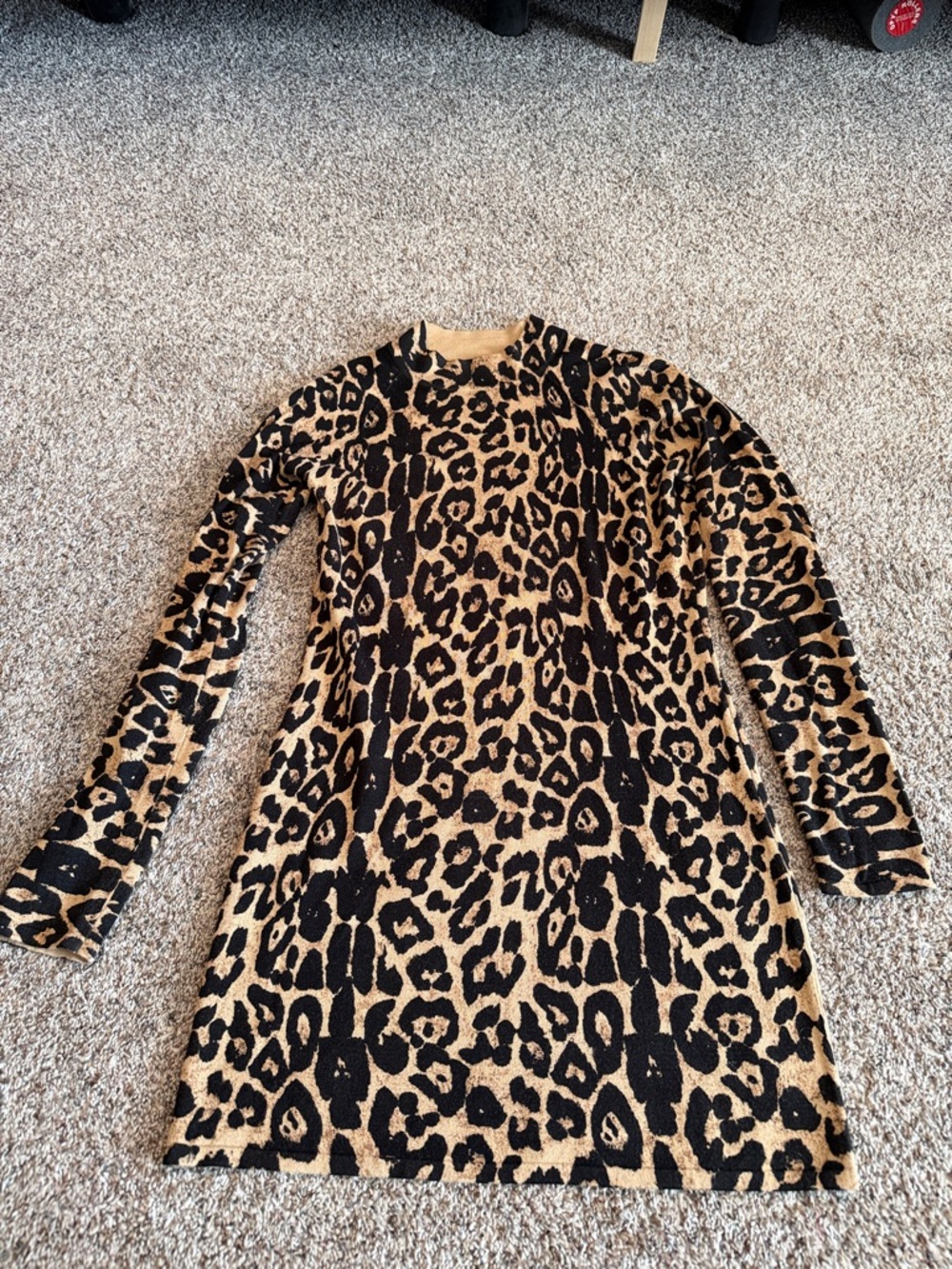 INC International Concepts Leopard Print Sweater Dress in Tan and Black